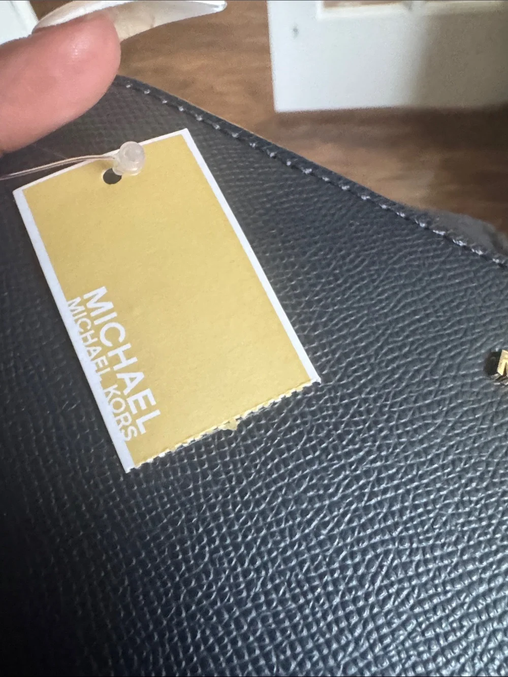 Michael Kors Navy Blue Leather Crossbody Bag with Gold Chain